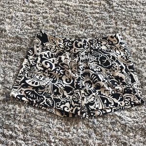 black and white patterned shorts